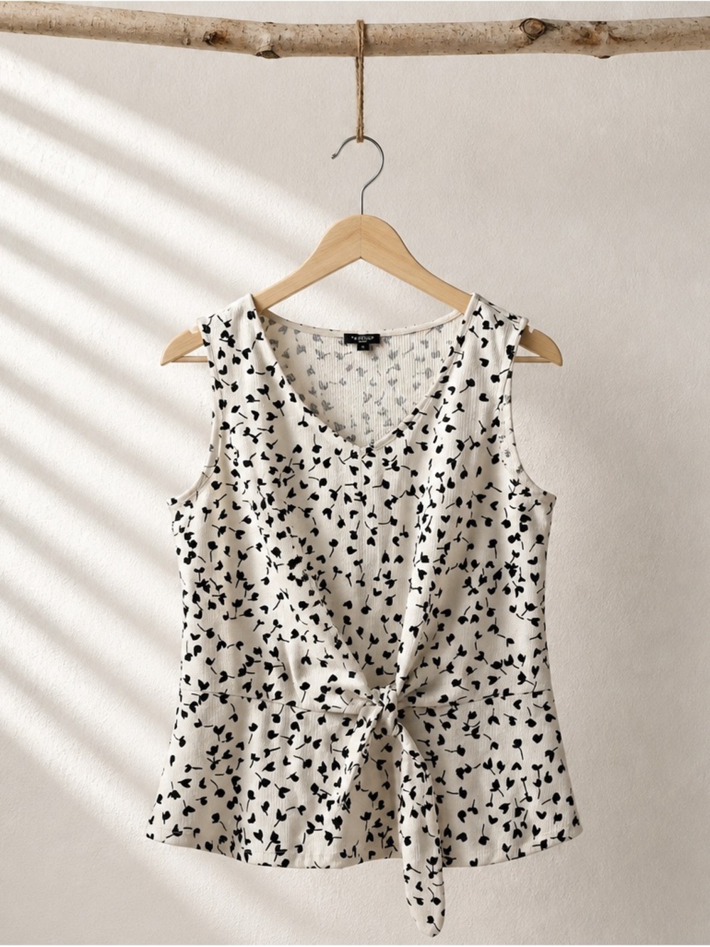 TALBOTS TIE-FRONT TANK - PETAL PRINT